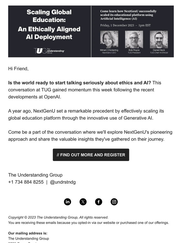 Ethically Driven AI — Have you registered yet? Join us for this vital conversation during our webinar on December 1st at 1pm.