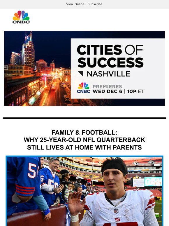 CNBC: Why New York Giants Quarterback Tommy Devito Lives With His ...