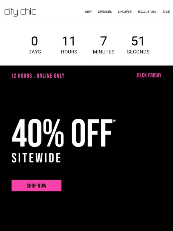 BLACK FRIDAY UNLOCKED: 40% Off* Sitewide | 12 Hours Online Only