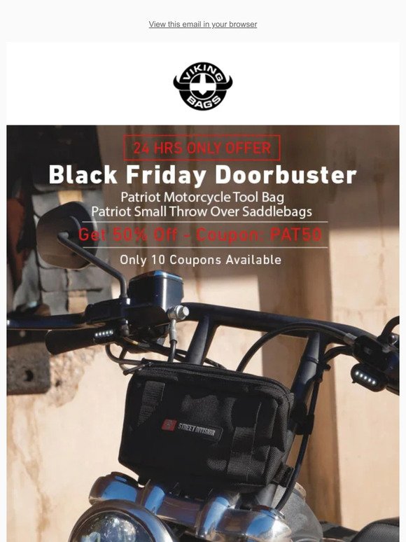 DOORBUSTER DEAL FOR TODAY // 50% Off On Patriot Tool Bag & Patriot Saddlebags