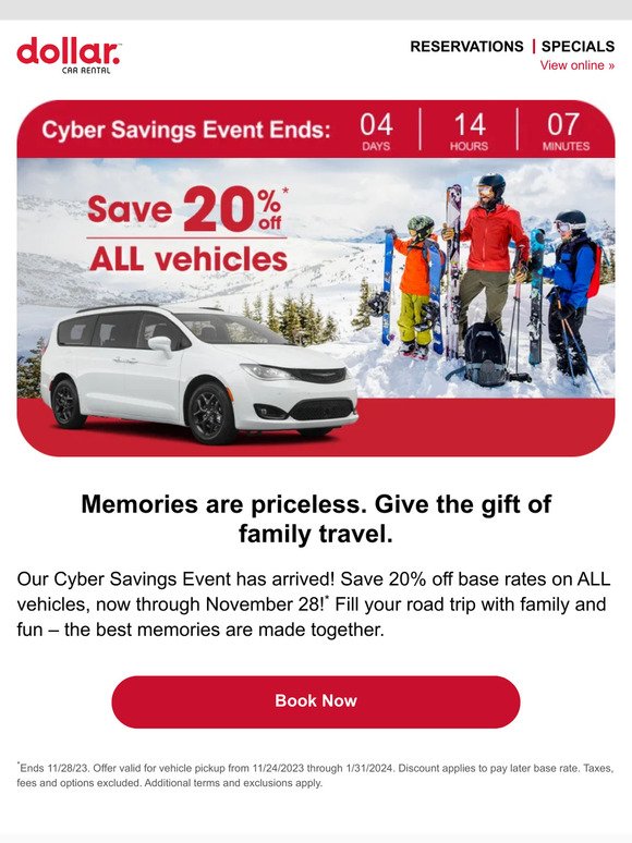 📩 Cyber Savings Event: SAVE 20% off ALL vehicles 🚗
