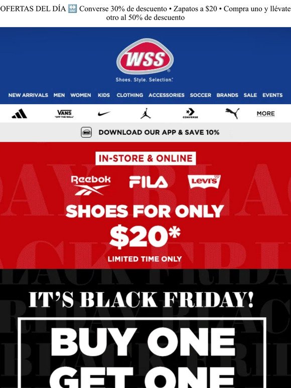 ICYMI, BLACK FRIDAY IS ON! Converse 30% Off • $20 Shoes • BOGO 50% off