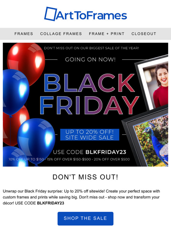 ✨🛒 Art To Frames' Black Friday Exclusive: Up to 20% Off All Frames – Start Saving Today