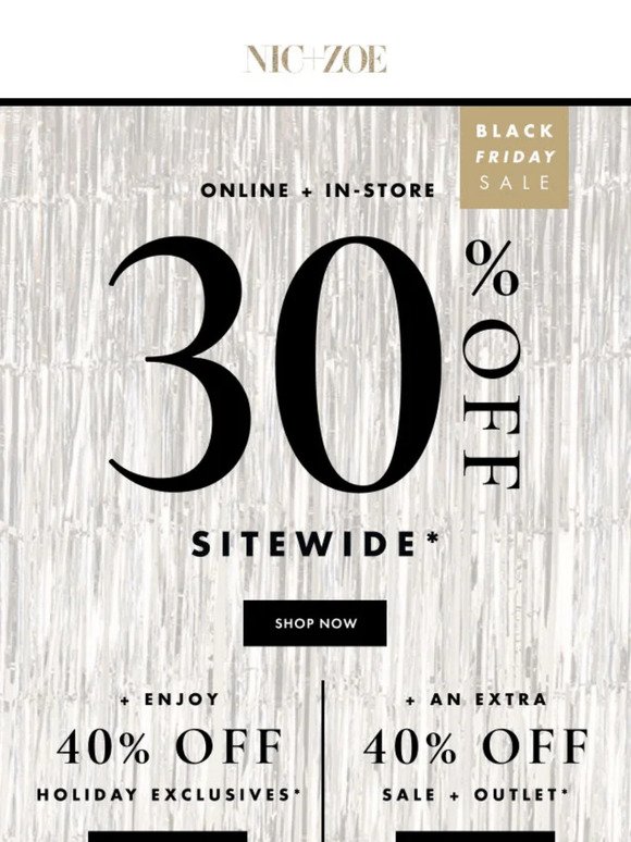 Black Friday means 30% off sitewide