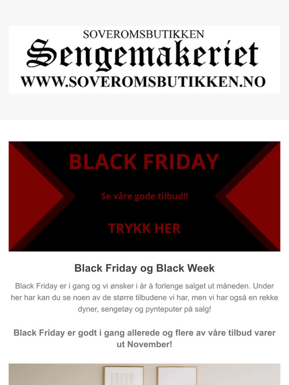 Black Friday og Black Weekend hos Soveromsbutikken