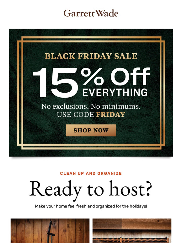 🗓️ You <> Garrett Wade: Black Friday Shopping!