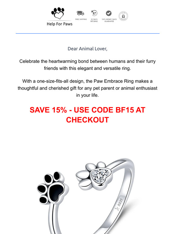 Paw Embrace Ring🐾 BF Offer Save 15% + Free Delivery!