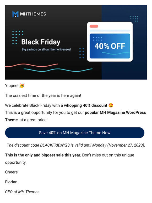 🤩 Save 40% on MH Magazine WordPress Theme