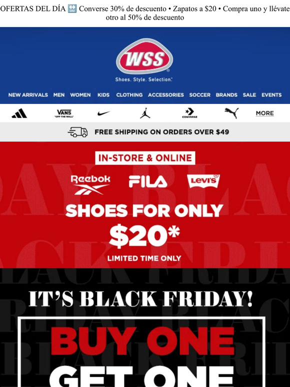 FINAL HOURS 🔛 Converse 30% Off • $20 Shoes •  BOGO 50% off