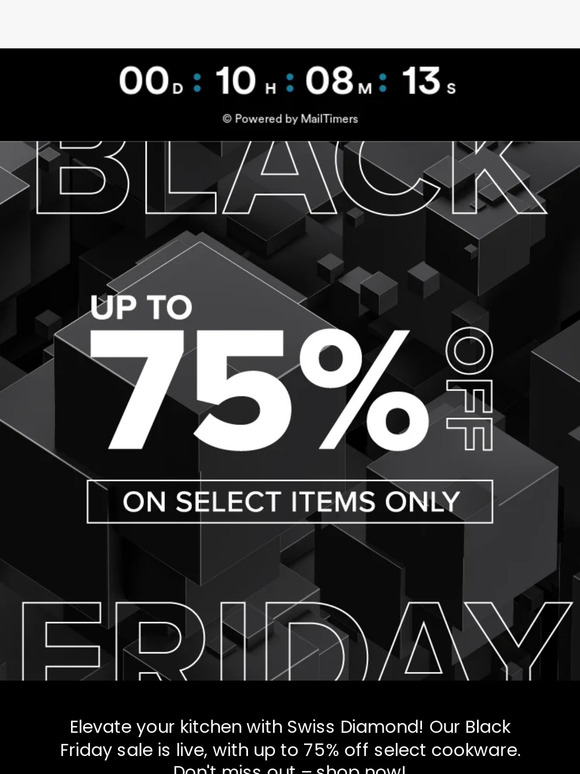 Black Friday Alert: Up to 75% Off Select Swiss Diamond Cookware!