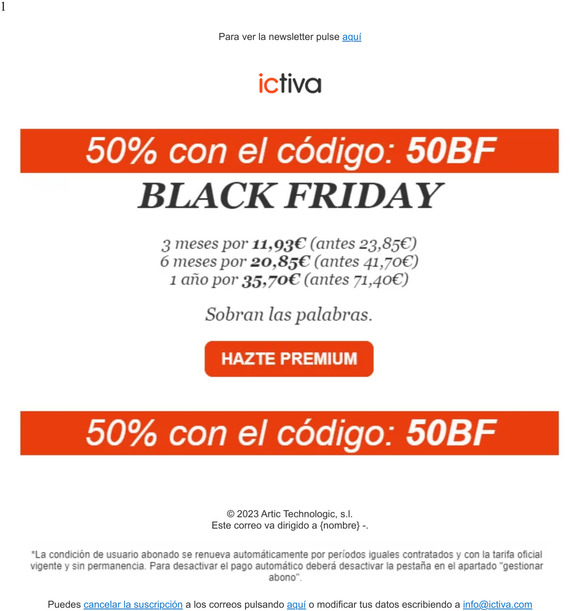 El BlackFriday real: 50% dto.
