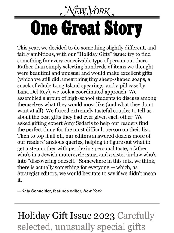 Explore Our “Holiday Gifts” Issue