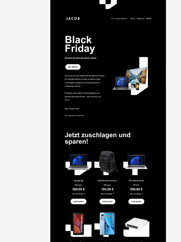 Black Friday bei JACOB - jetzt zuschlagen! 🛒🏷️