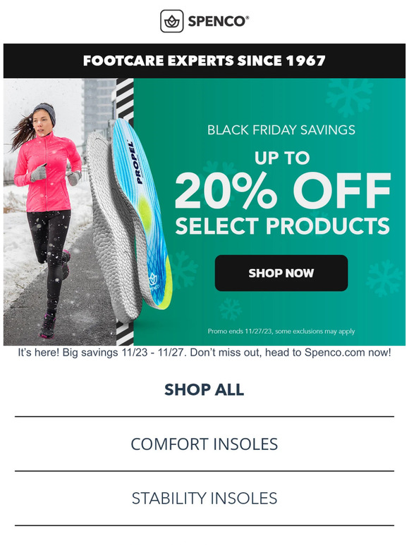 Spenco Black Friday Savings, Shop Now!