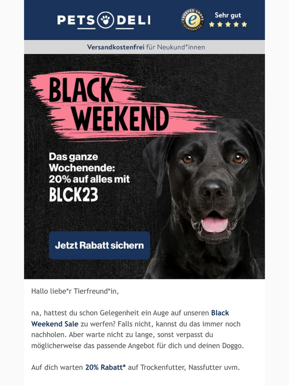 Verpass das nicht, liebe*r Tierfreund*in: 20% auf alles!