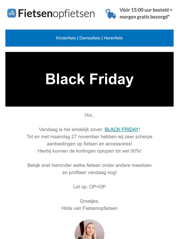 ⬛ BLACK FRIDAY ⬛ Hoge kortingen op heel veel fietsen en accessoires!