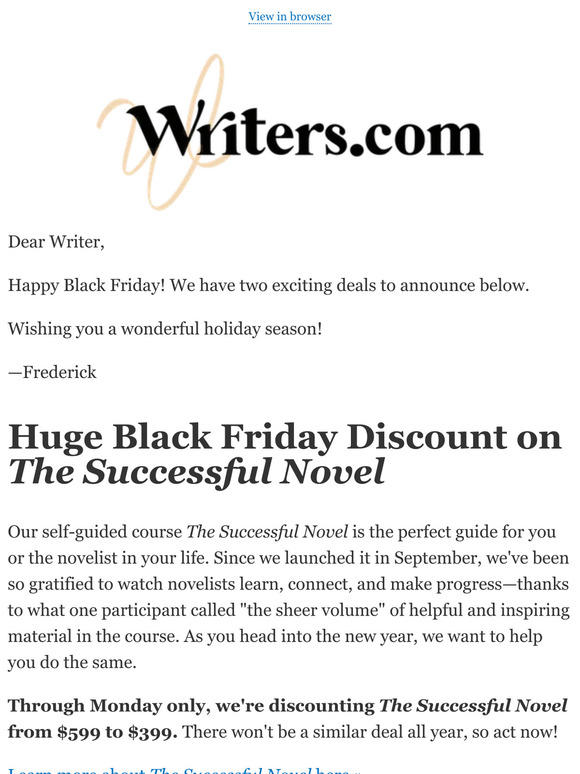 Holiday Deals for Writers