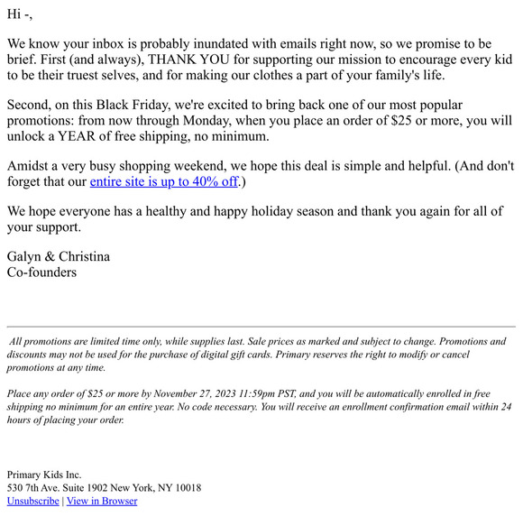 A quick note on Black Friday