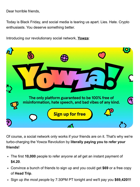 Introducing our new social network: Yowza!