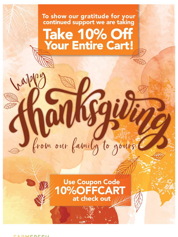 10% Off Your Entire Cart! 🦃