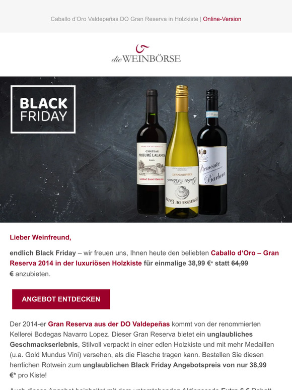 Endlich Black Friday – 6 x Gran Reserva nur 38,99 €