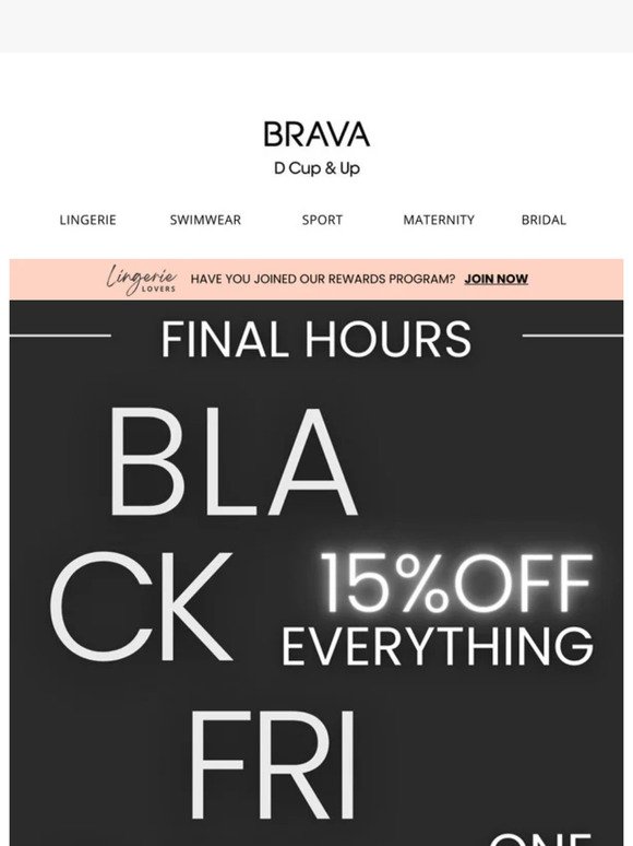 BLACK FRIDAY FINAL HOURS! 15% off Everything!