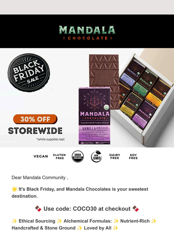 ⚡Black Friday Sale: 30% Storewide🍫🌿