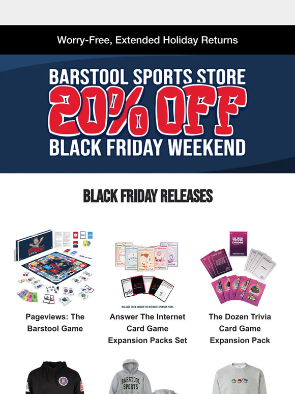 Barstool Email Newsletters Shop Sales, Discounts, and Coupon Codes