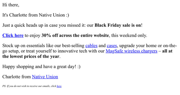 RE: Black Friday is on with 30% off sitewide