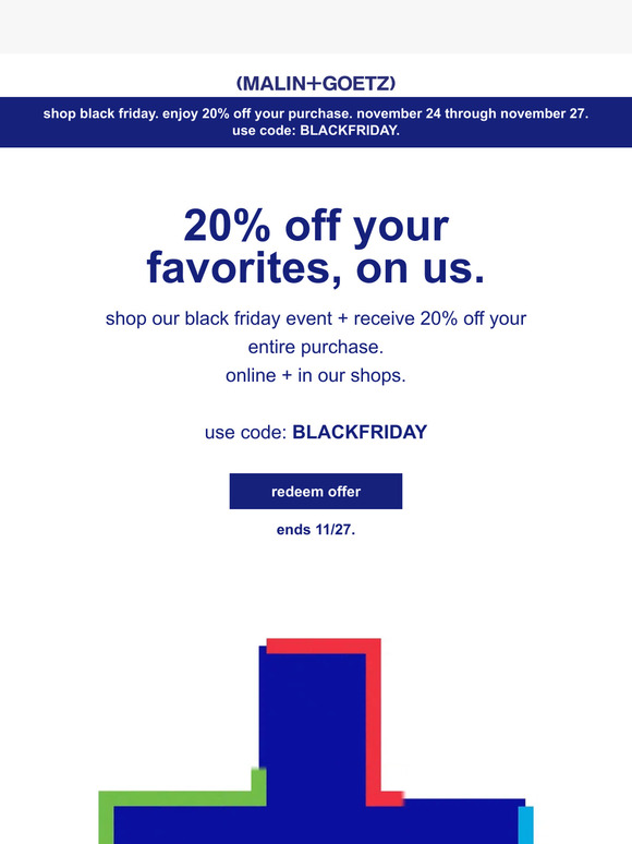 take 20% off your entire order.