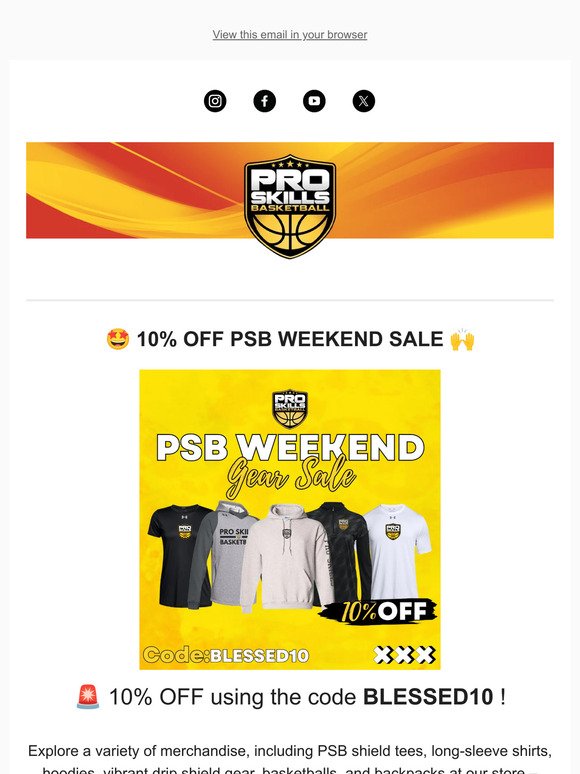 🏀 PSB Weekend Sale - 10% Off