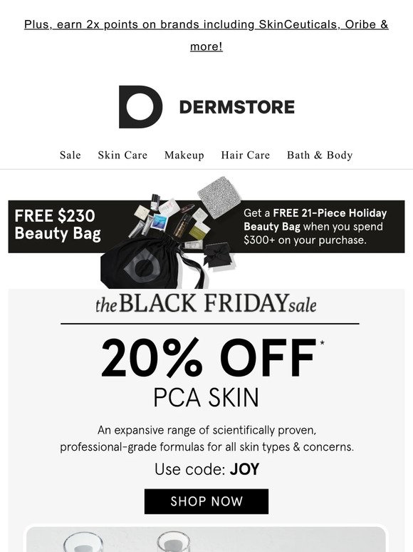20% off PCA SKIN — The Black Friday Sale is almost over