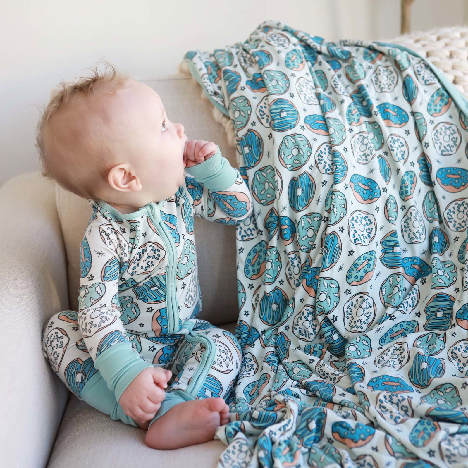 Image of Donut Shop Double Sided Bamboo Blanket | Blue