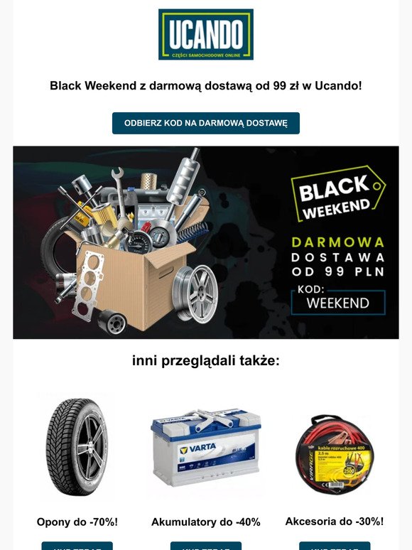 ⚫ Black Weekend z darmową dostawą od 99 zł na Ucando 📦