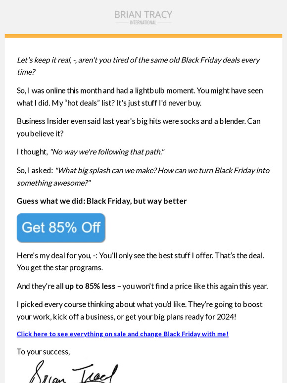 [Black Friday] Save big, 85% off... doing it our way this year