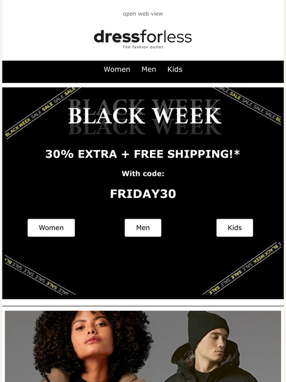 Get 30% EXTRA DISCOUNT + Free Shipping at dressforless