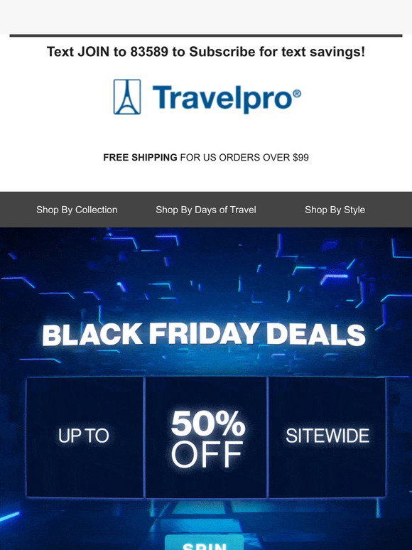Travelpro Black Friday Continues! Limited Time Only! SAVE BIG! Milled