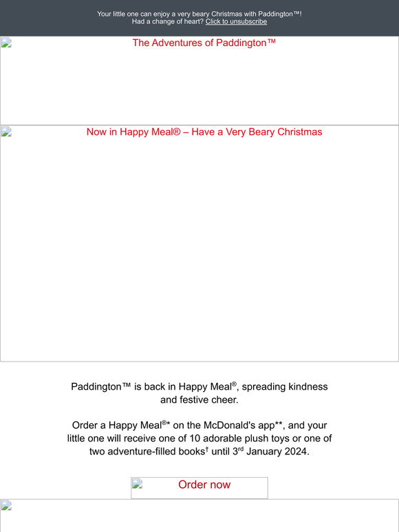 Giocattoli Peluche Paddington Di McDonald's Happy Meal, Nuovi