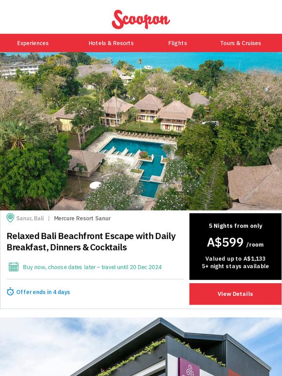 You need a holiday! We have deals in Bali, Brisbane, Thailand & Melbourne
