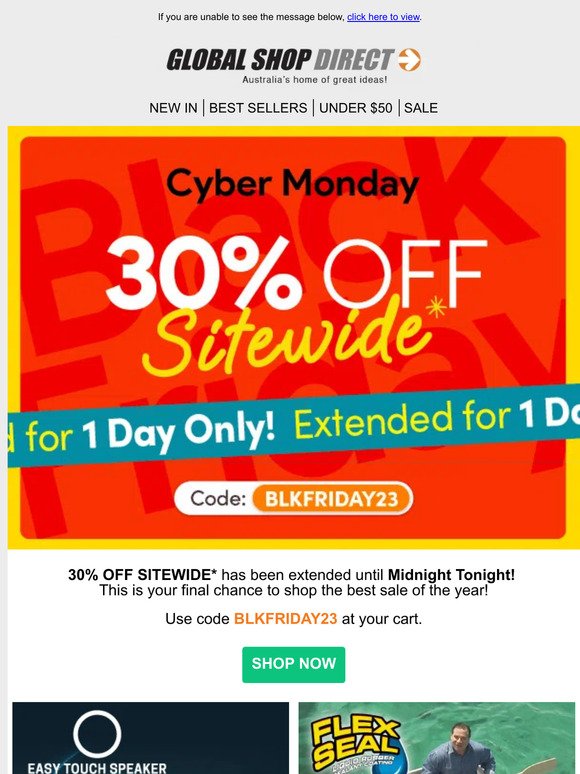 30% Off Sitewide Extended for Cyber Monday!