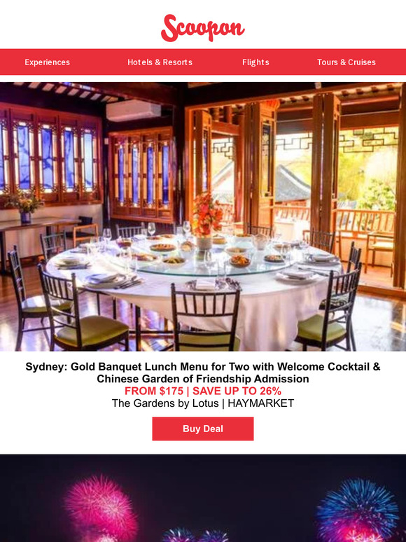 Sydney: Gold Banquet Lunch Menu for Two w. Cocktail + Chinese Garden Entry