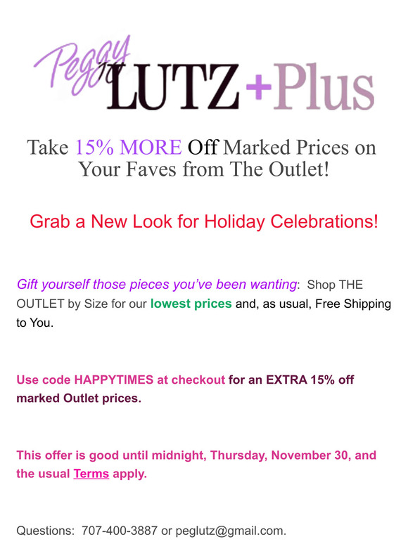SAVE an EXTRA 15% Off All Ready to Wear Items in The Outlet with Coupon Code HAPPYTIMES at Checkout!!