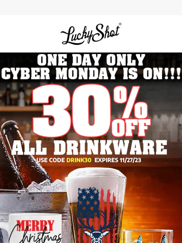 Cyber Monday Deal - 30% Off Drinkware!