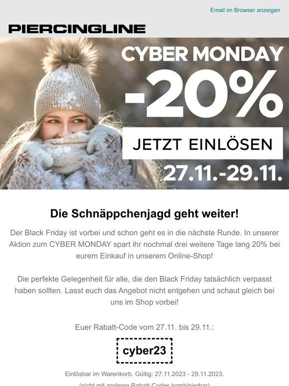 20% Rabatt zum Cyber Monday
