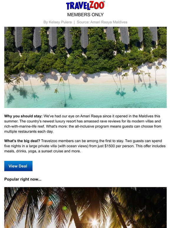 Travelzoo 2999—Maldives new allinclusive 5star resort, reg. 5175