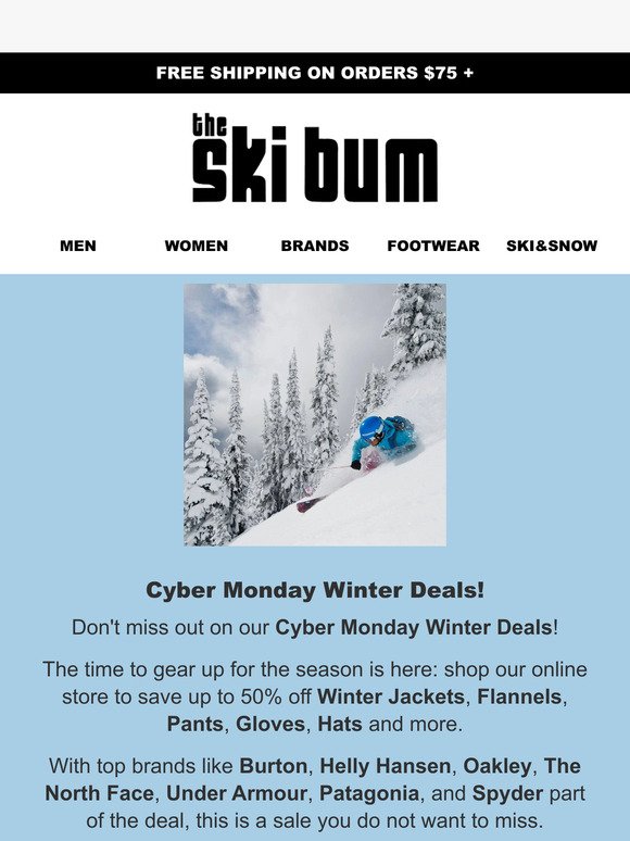 Cyber Monday Winter Deals on Now!