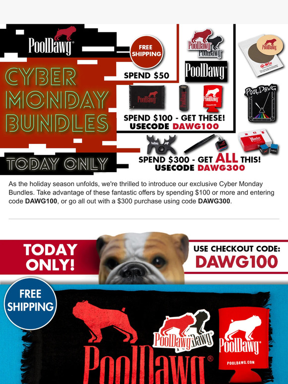 PoolDawg Exclusive Cyber Monday Bundles Get Free PoolDawg Gear! Milled