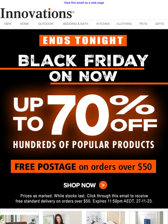 Black Friday Ends TONIGHT | Up to 70% Off + Free Postage*