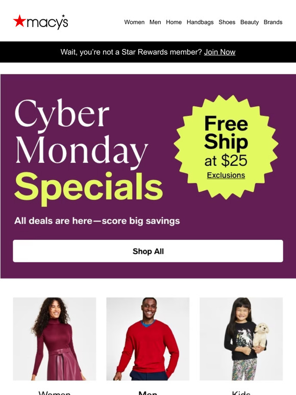 Cyber Monday is on! Get BIG savings on Specials for everyone on your list 🎁