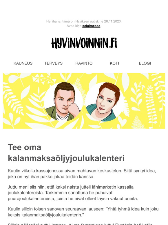 Tee oma kalanmaksaöljyjoulukalenteri